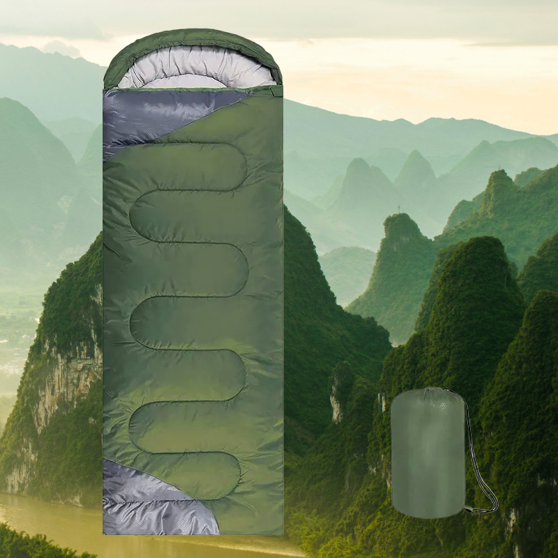 Green & Gray Adult Sleeping Bag image 1