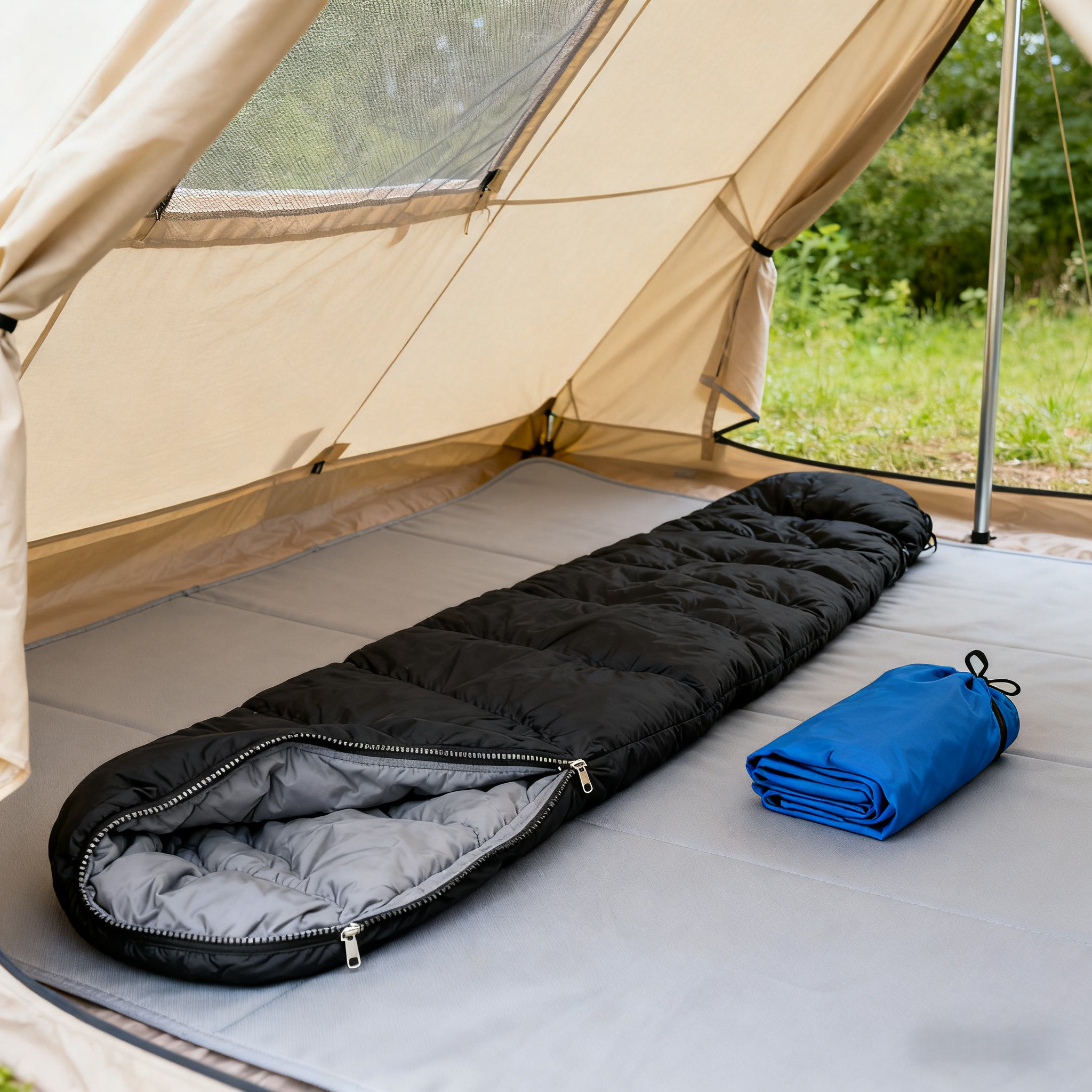 Black & Gray Adult Sleeping Bag image 3
